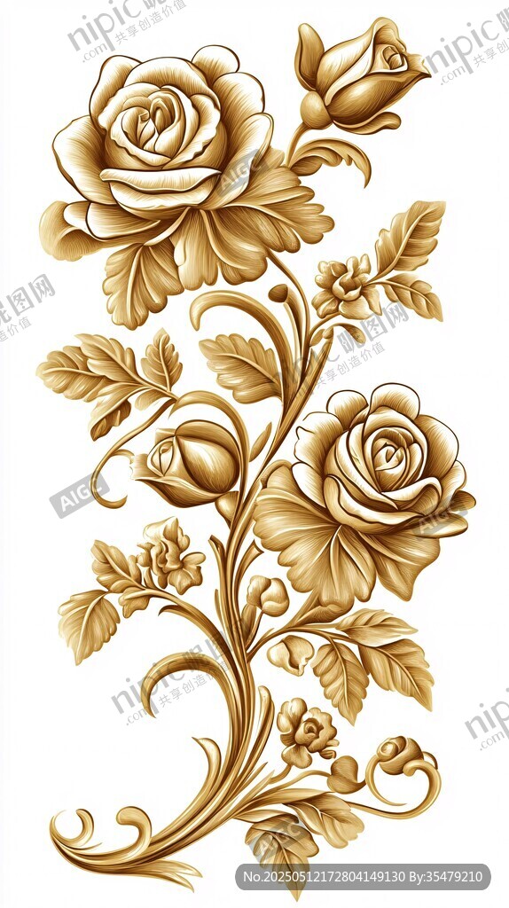 金色玫瑰花纹精美图案