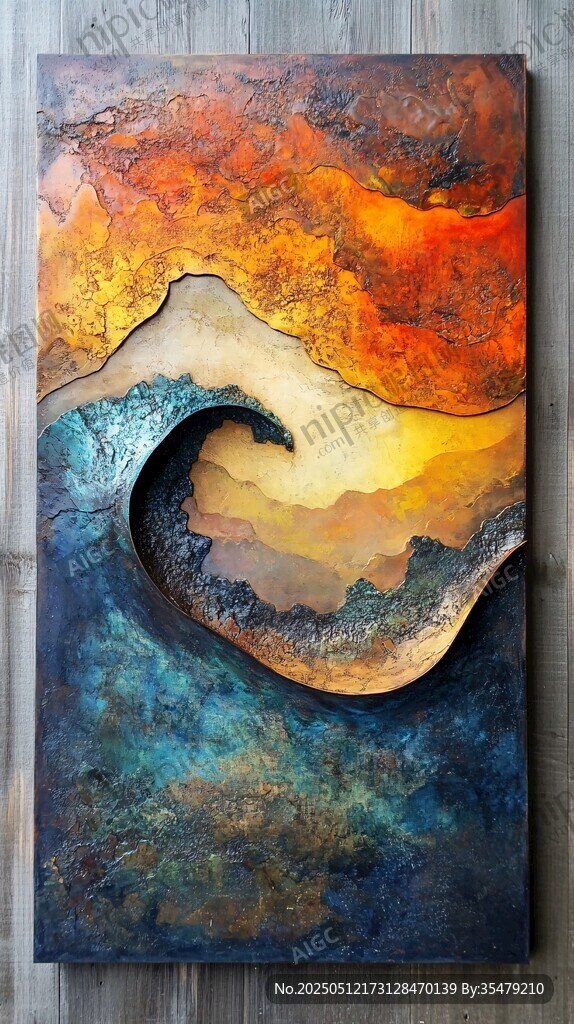 汹涌海浪抽象艺术画作