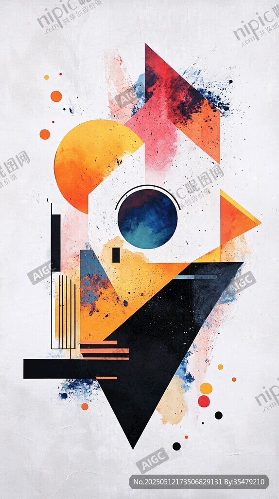 抽象几何水彩艺术画作