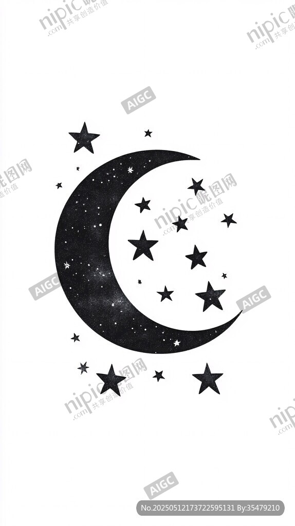 水墨风星月图案