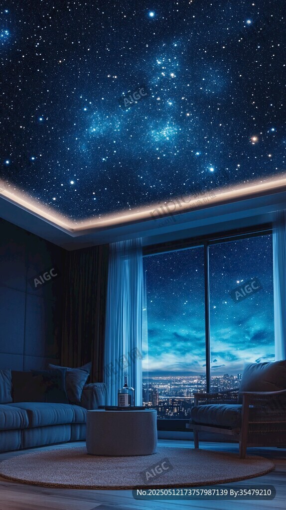 梦幻星空主题客厅空间