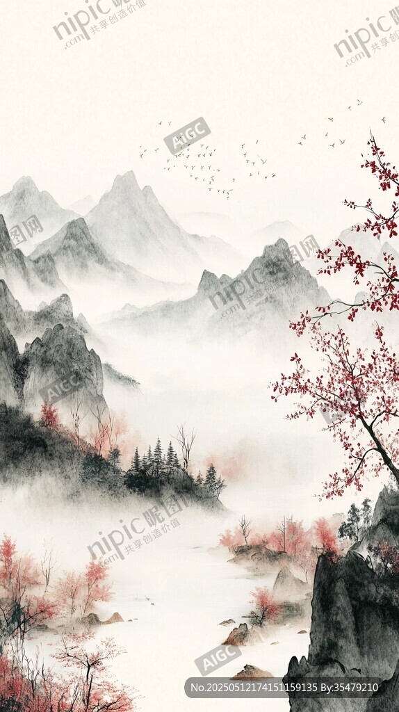 水墨山水间的诗意画卷