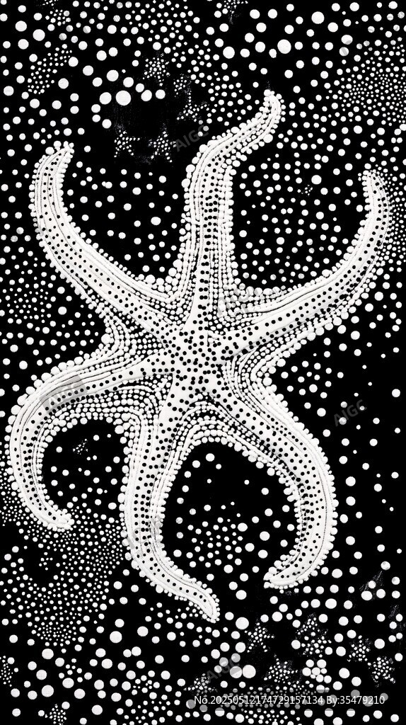 黑白海星抽象艺术图案