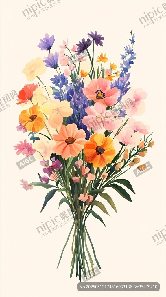 缤纷多彩手绘花卉插画