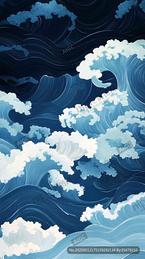 海浪涌动的奇幻海洋景象