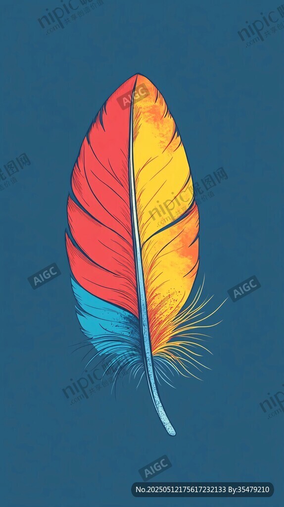 多彩梦幻羽毛插画