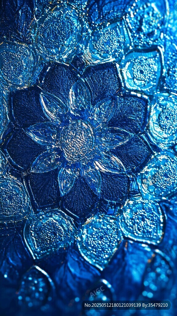 蓝色琉璃花纹精美图案