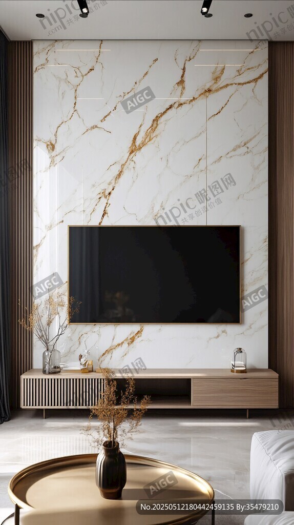现代轻奢风客厅电视背景墙