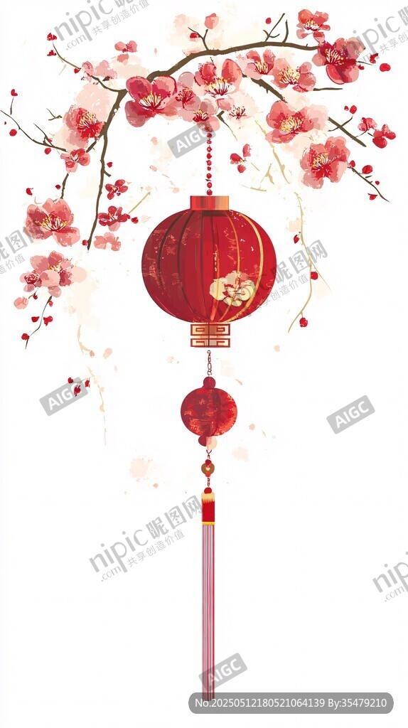 红梅悬灯图