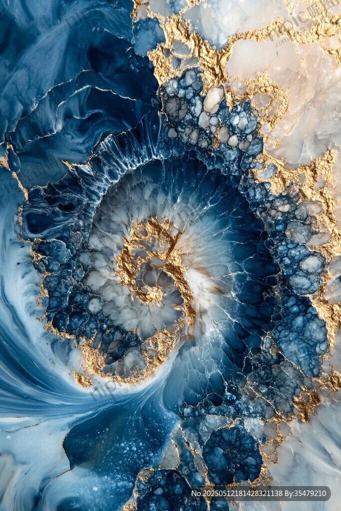 梦幻蓝金流体艺术漩涡
