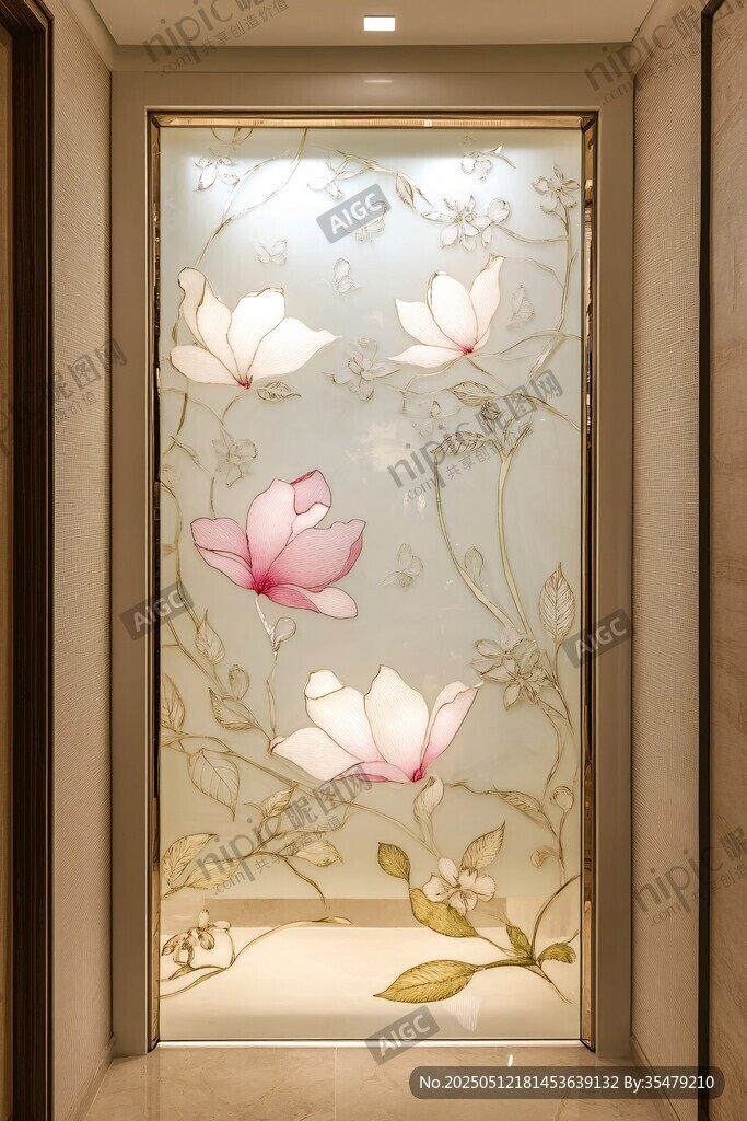 唯美花卉玻璃玄关装饰画