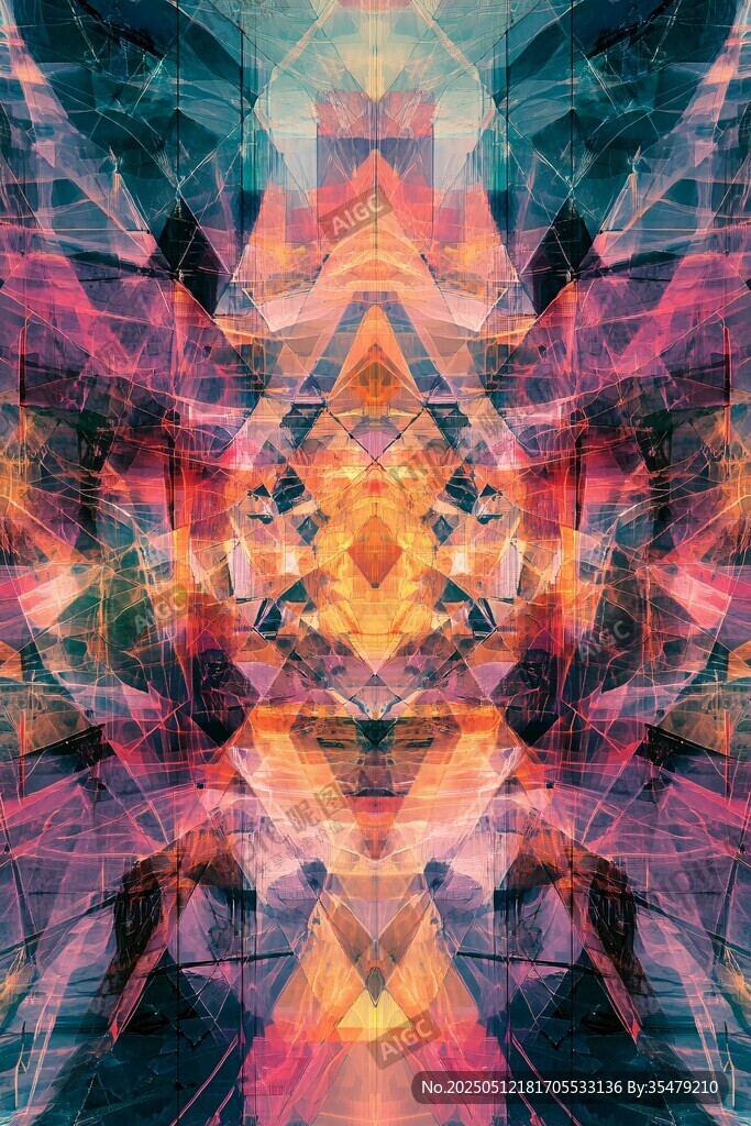 梦幻炫彩几何抽象艺术图案