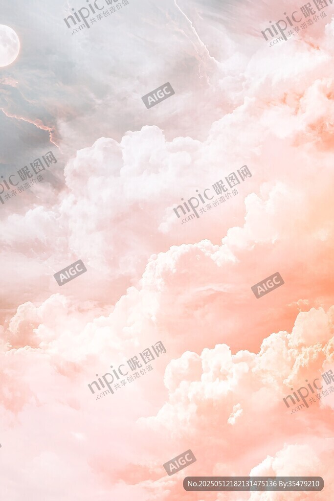梦幻粉色云朵天空美景