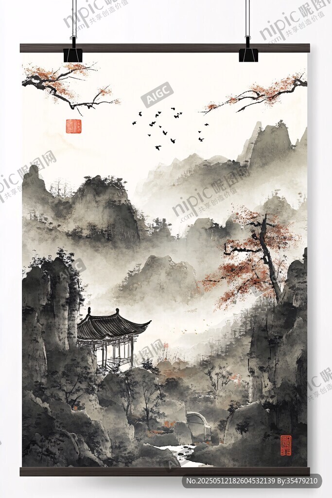 水墨山水间的中式诗意风景