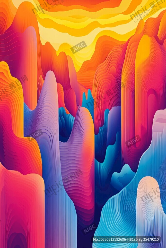 梦幻绚丽的多彩山峦景观
