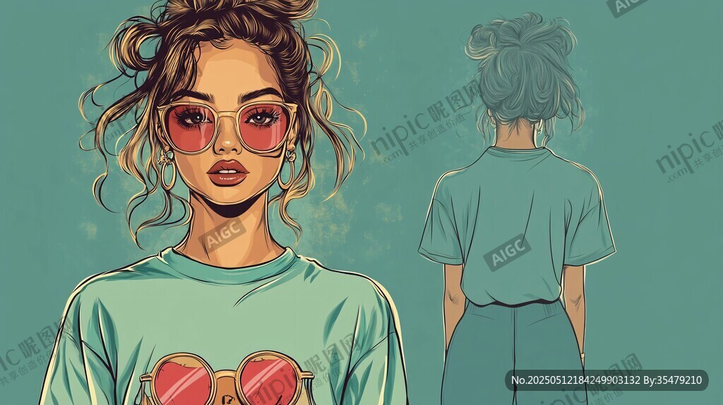 时尚卷发女孩的个性穿搭