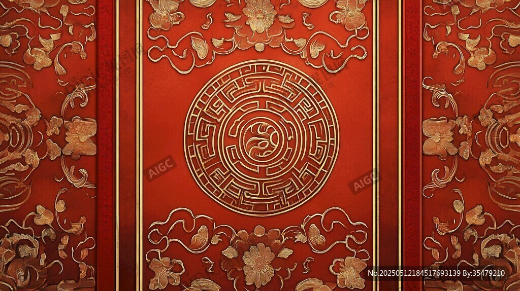中式红金传统花纹背景图