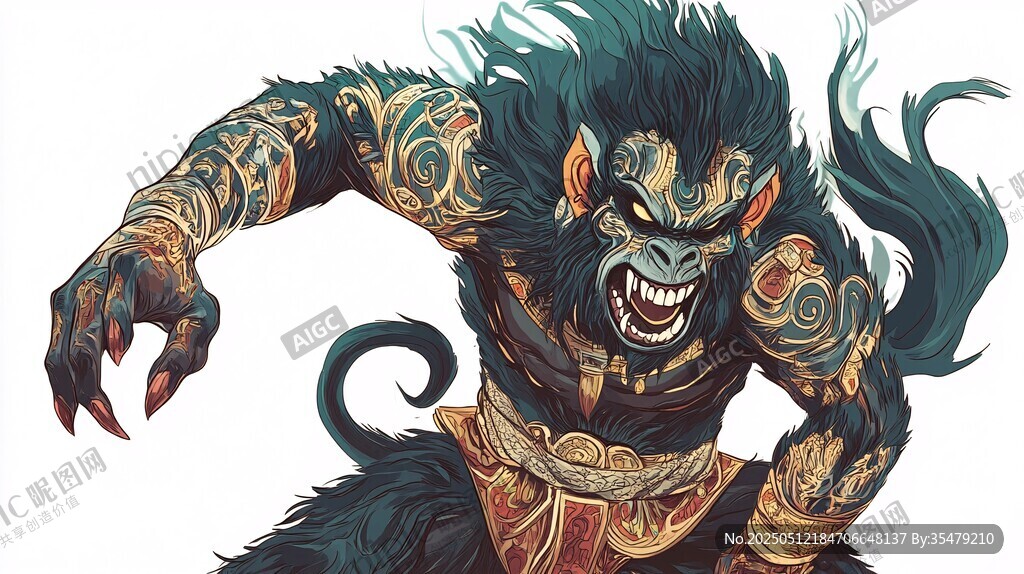 魔幻风格狰狞长毛猴形象