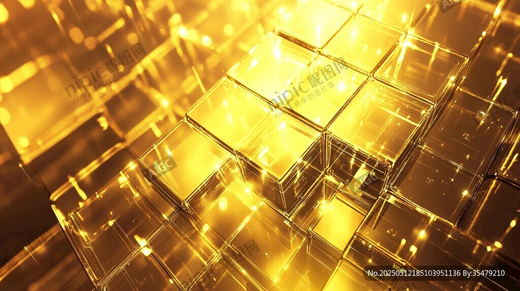 金色立方体科技感背景图