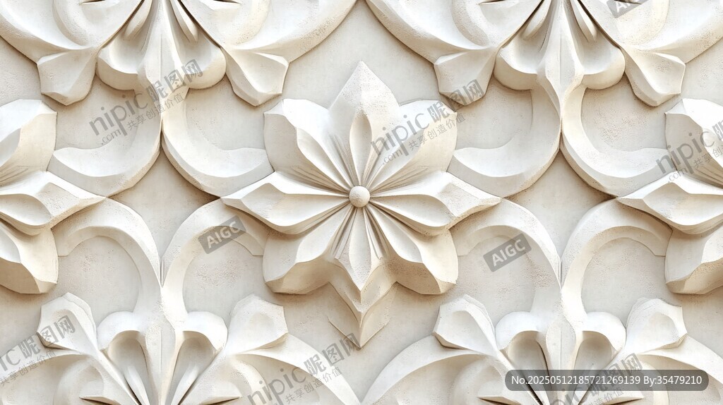 立体花卉浮雕墙面装饰