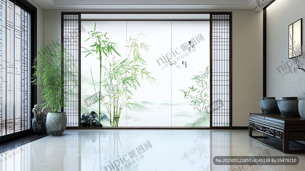 中式雅致客厅 诗意竹景