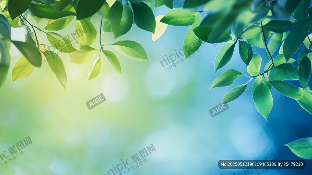 清新绿叶 梦幻自然背景