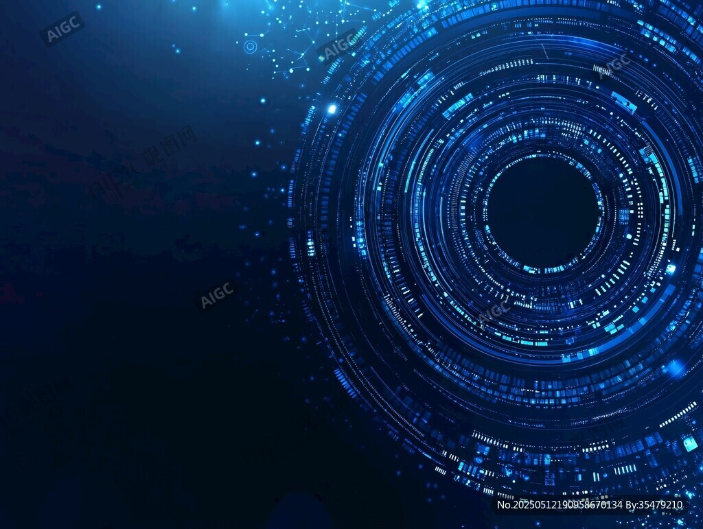 科技感蓝色环形数字背景