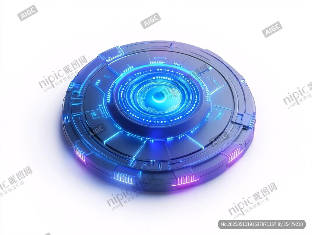 炫酷蓝色发光科技感圆盘