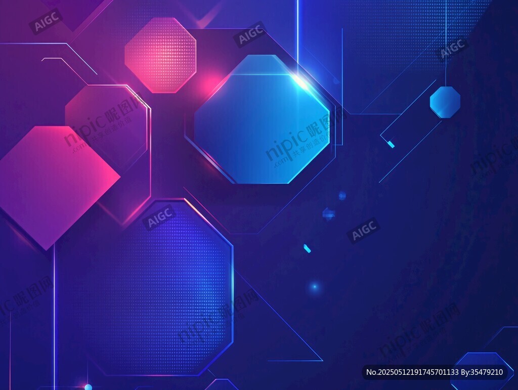 科技感六边形炫彩背景图