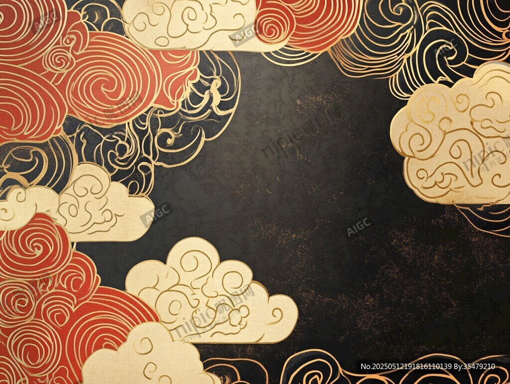 中式云纹黑金背景图