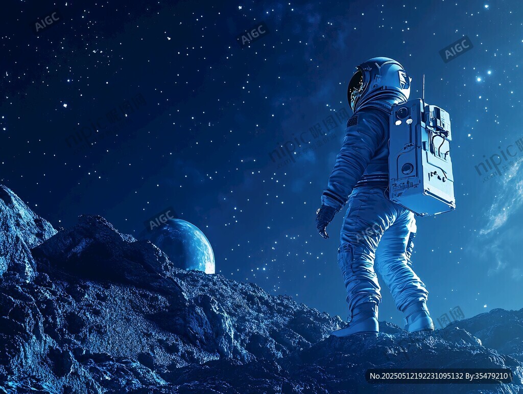 宇航员漫步于浩瀚星空