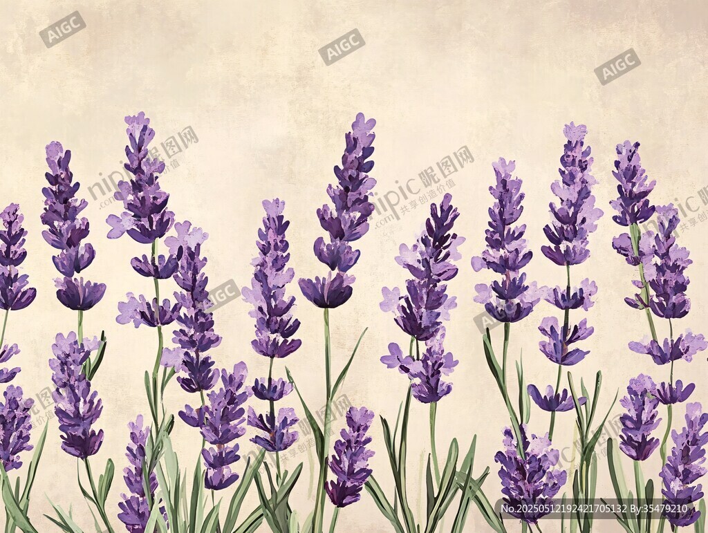 紫色薰衣草插画背景图