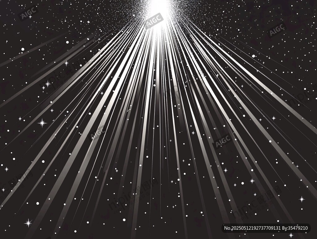 星芒射线闪耀神秘夜空
