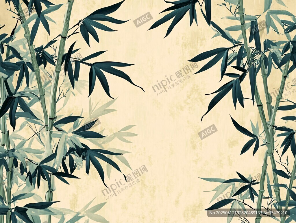 中式水墨风竹林背景图