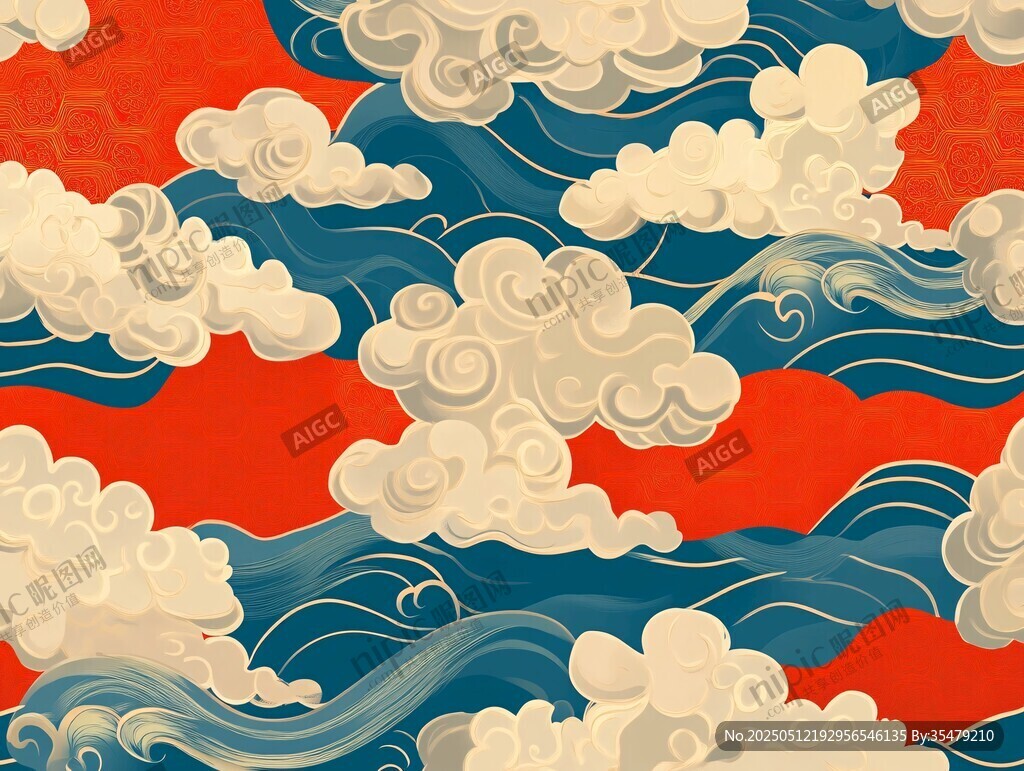中式云浪纹图案背景