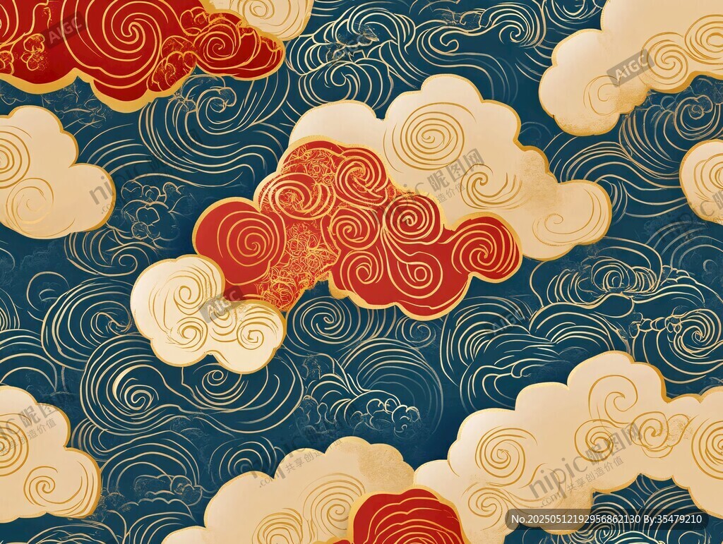 中式云纹图案背景纹理