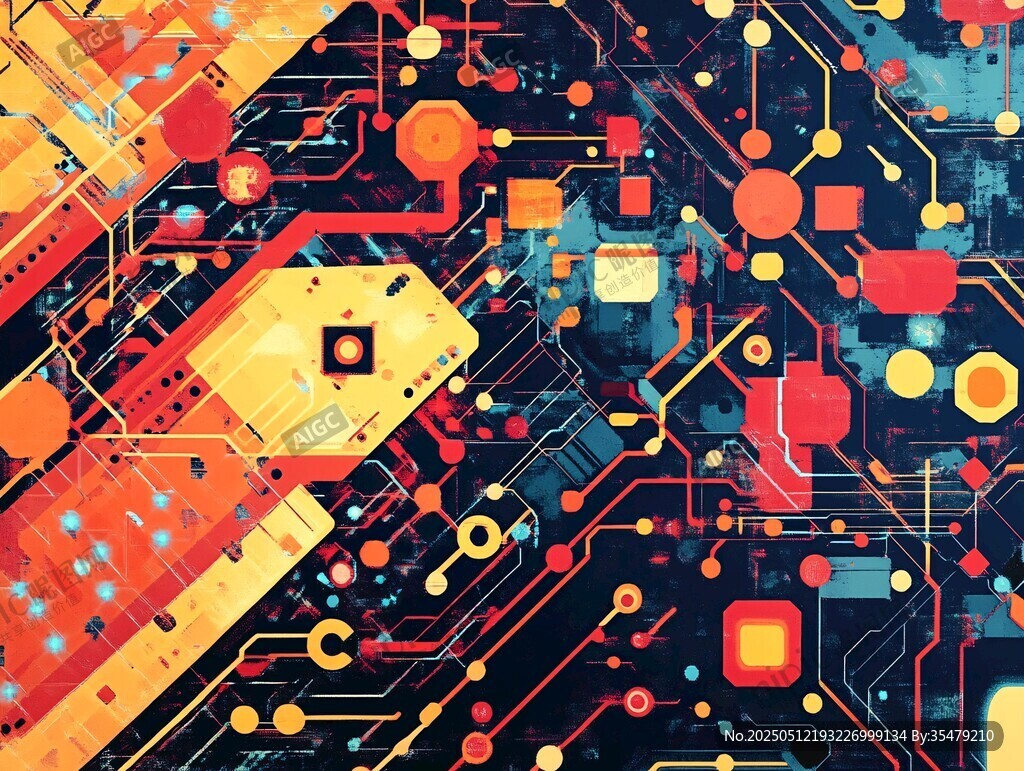 科技风绚丽电路板图案