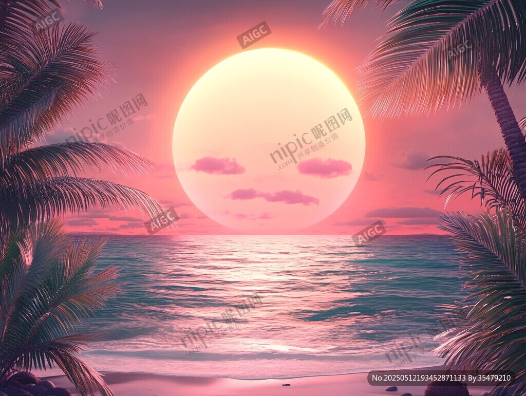 梦幻海滩上的绝美落日