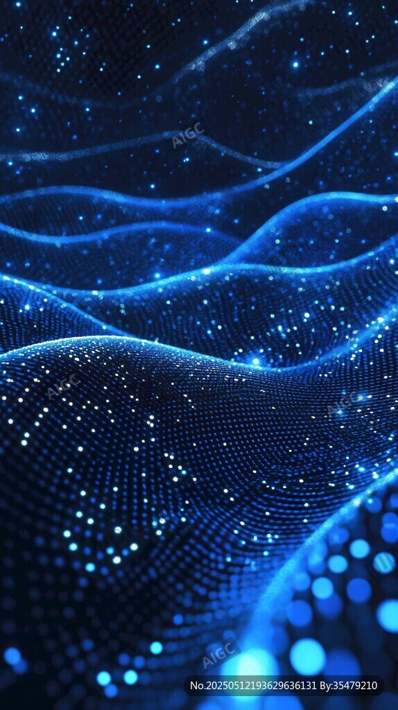 梦幻蓝色科技粒子波浪背景