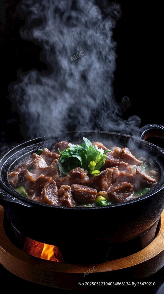 热气腾腾的美味炖牛肉锅