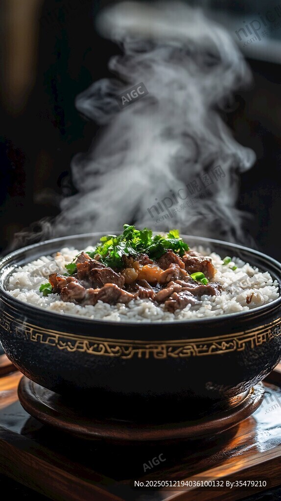 热气腾腾的美味牛肉盖浇饭