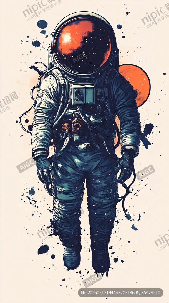 太空漫步宇航员插画