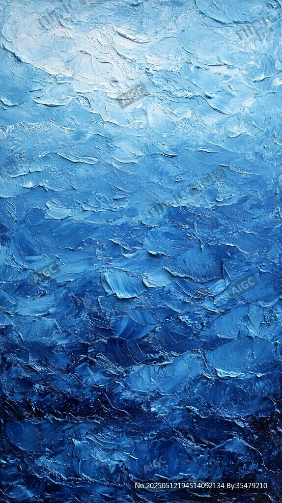 蓝色海洋质感油画纹理