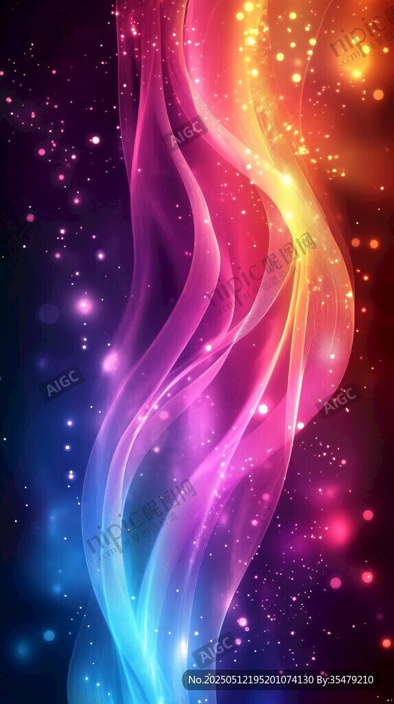 梦幻炫彩流动光线背景图