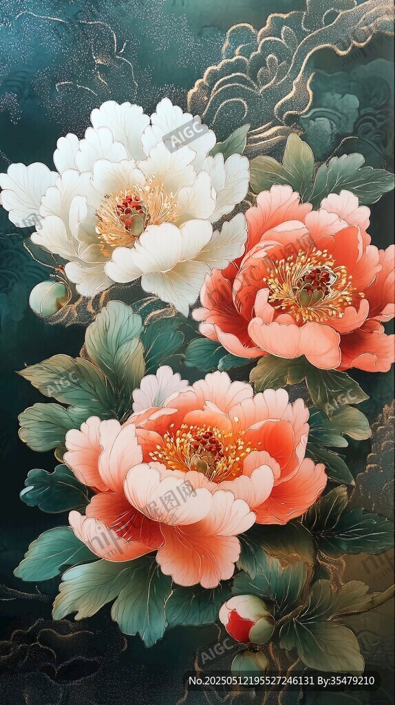 富贵牡丹花卉图