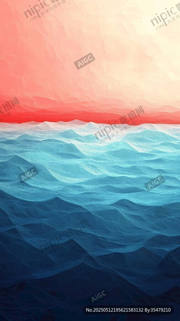 海边绚丽日落抽象风景图