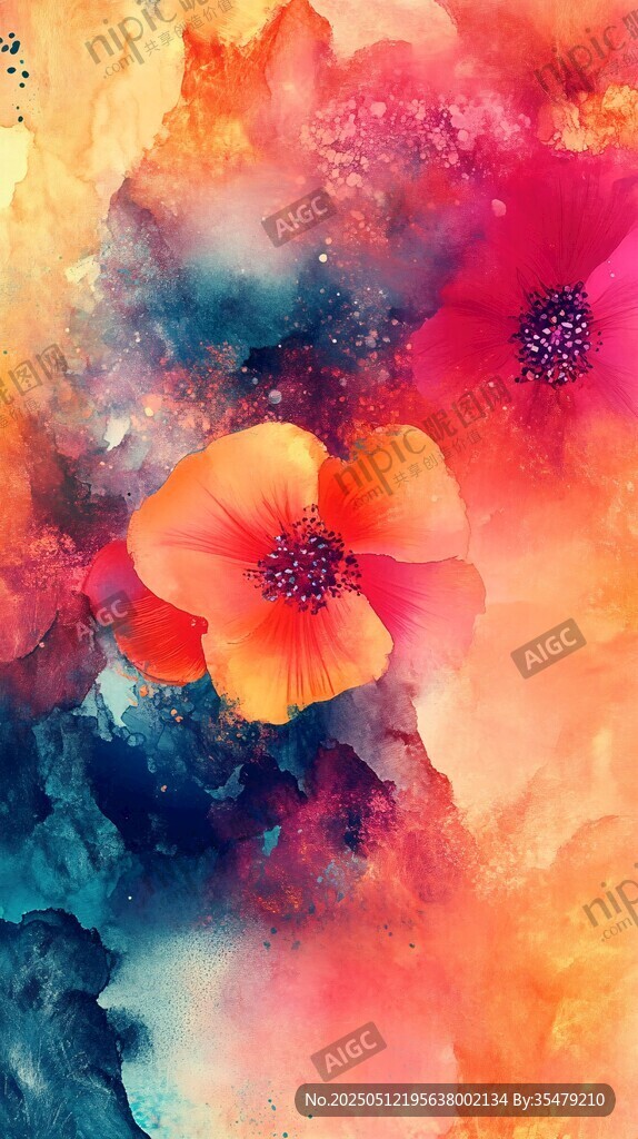 梦幻水彩花卉艺术画