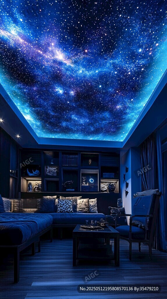 梦幻星空主题卧室天花板