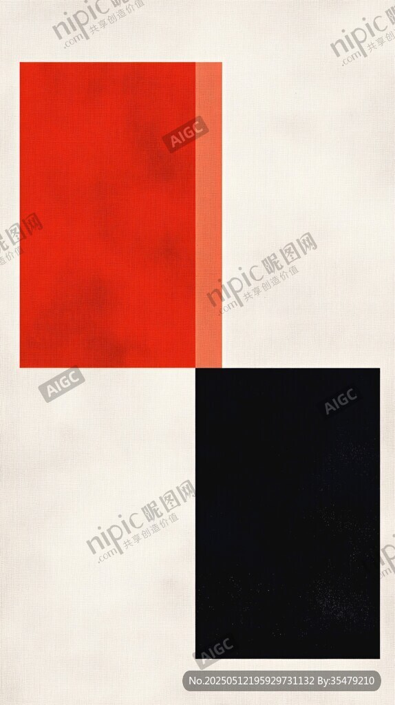 红黑几何色块抽象画