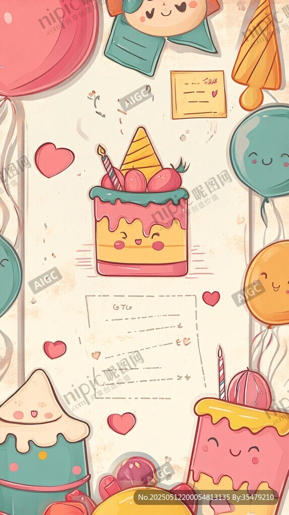 可爱生日派对插画背景图